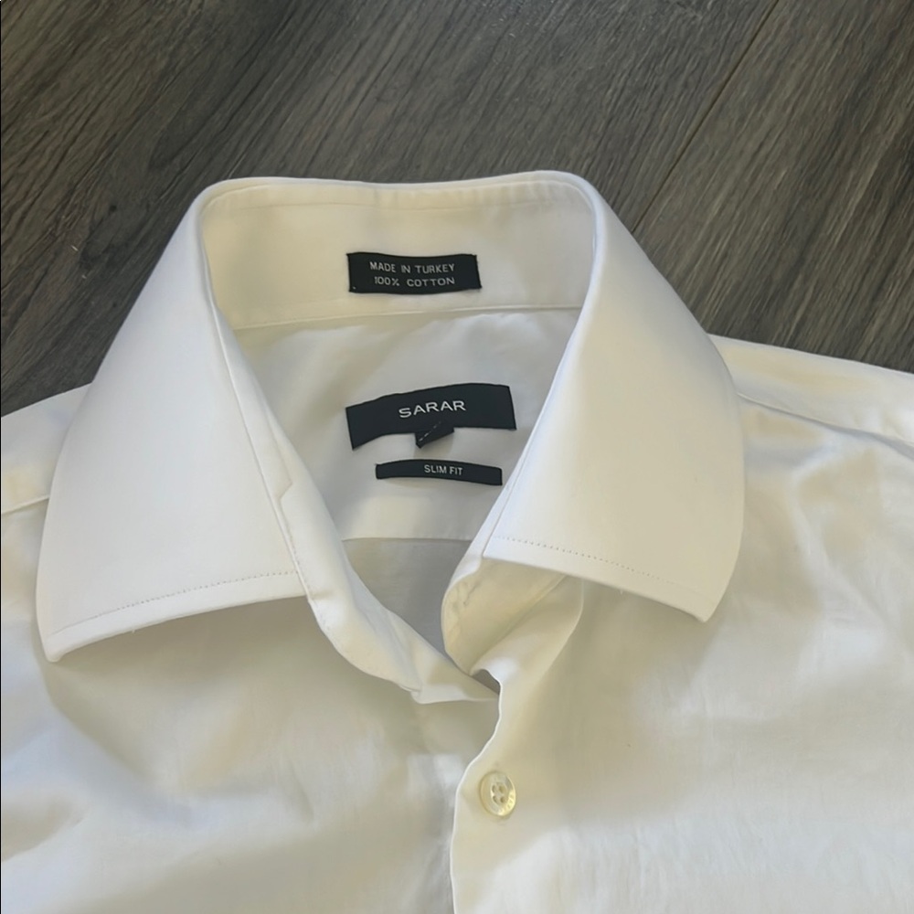 100% white cotton made in turkey Classic White Long Sleeve Dress Shirt - Picture 4 of 9